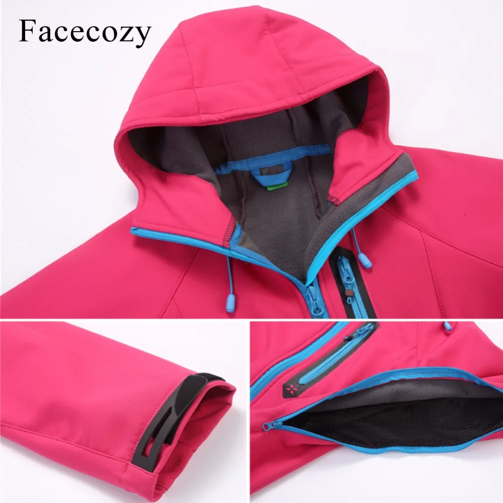 Женская зимняя куртка из флиса с капюшоном Facecozy для походов кемпинга рыбалки