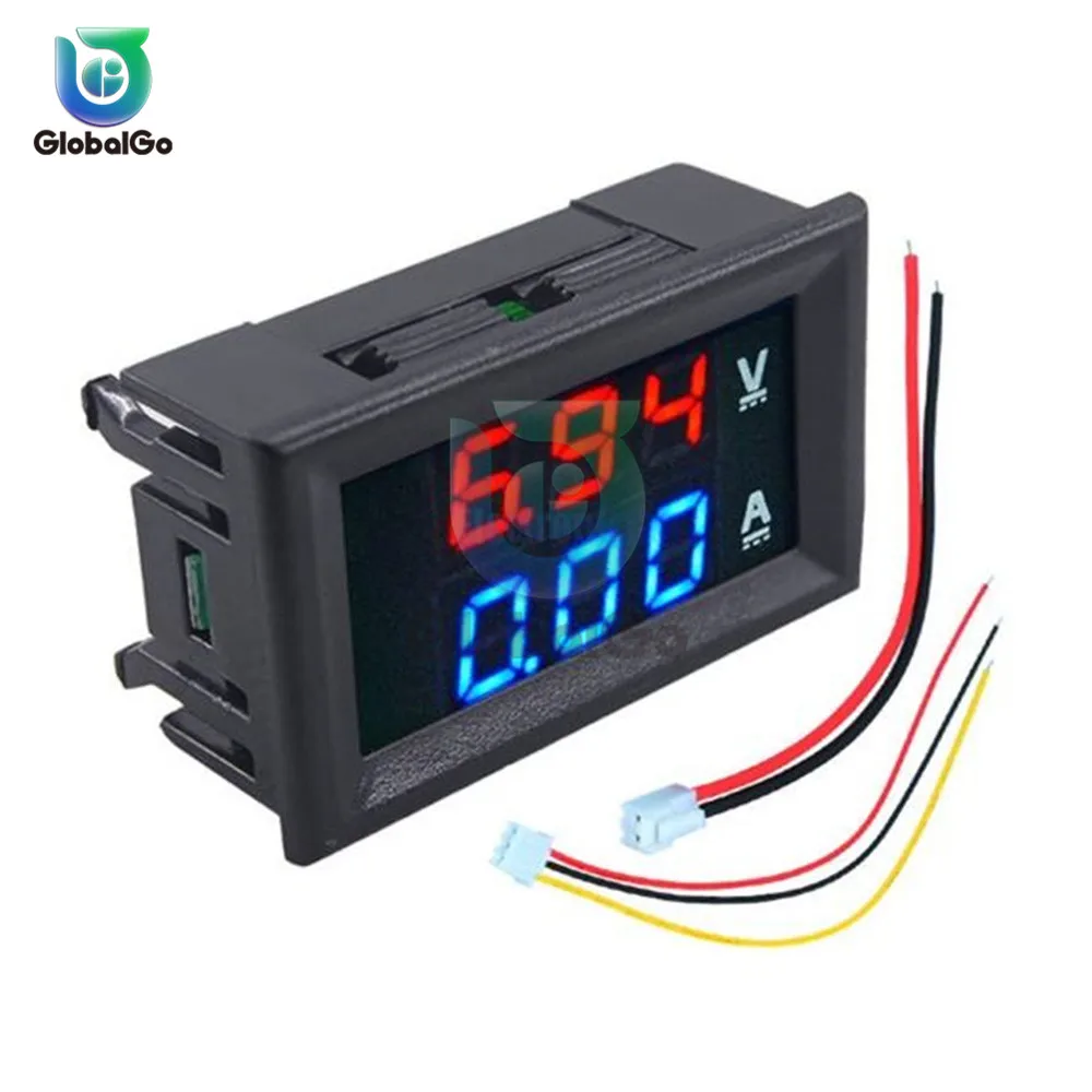 DC/100 V/10A цифровой амперметр вольтметр Синий Красный светодиодный двойной
