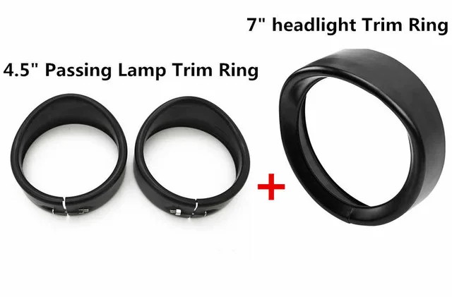 Black set Мотоцикл хром " дюймов фар отделка кольцо козырек стиль подходит для Harley Touring Road King Electra Glide Softail FLD/FLH - Цвет: Black set