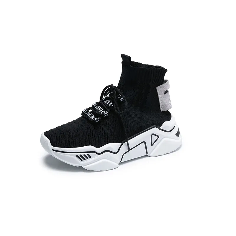 Женские носки ботинки на шнуровке модная обувь платформе ботинки-носки женские