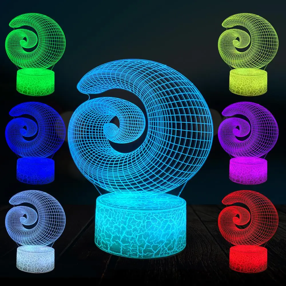 Абстрактная Улитка 3D лампа художественный светодиодный USB Ночник светильник