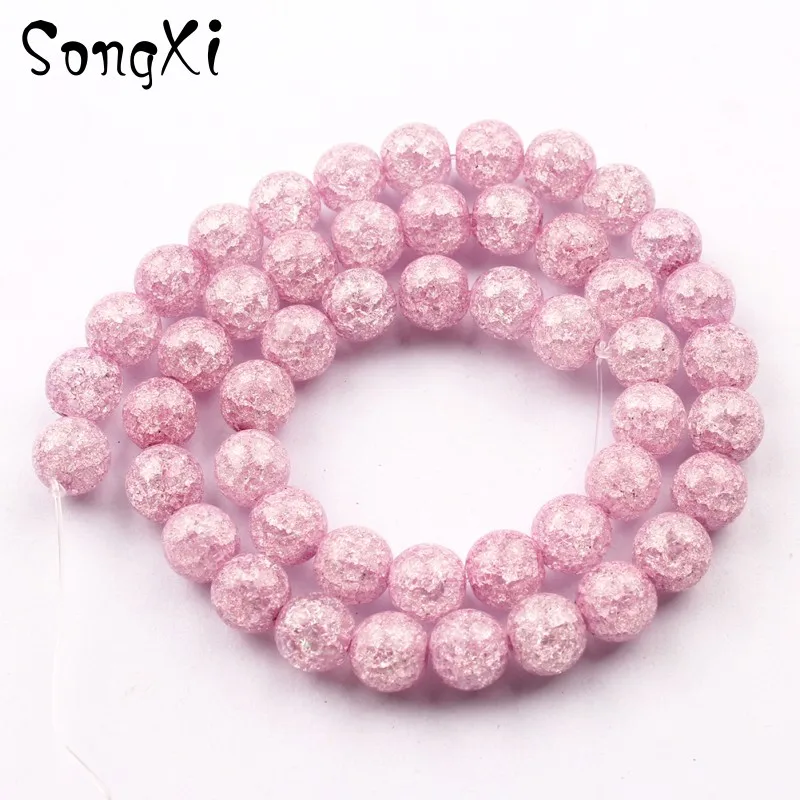 Оптовая продажа светло-фиолетовый камень треснутый кварц 6 8 10 мм 15 дюймов круглые