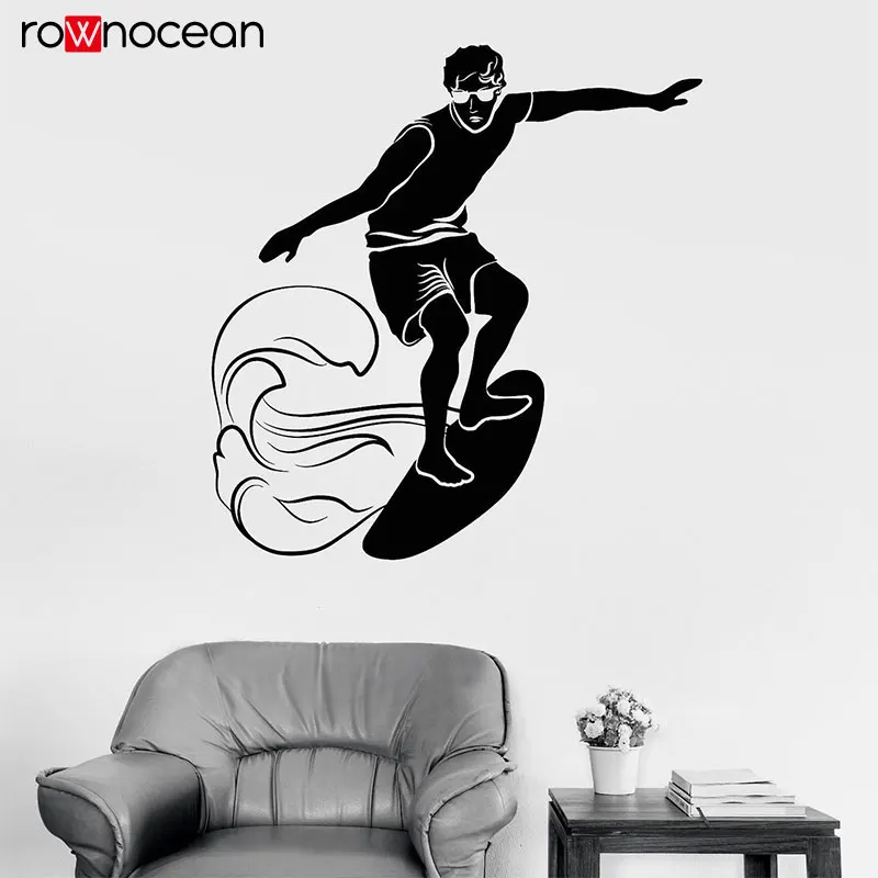 Серфинг серфер волнистые водные виды спорта виниловые наклейки для домашнего