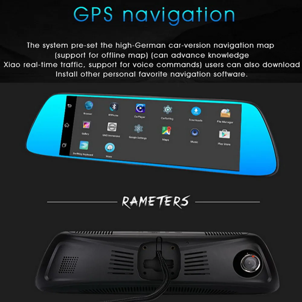 7 &quotс двумя объективами Зеркало заднего вида Android 5.0 Видеорегистраторы для