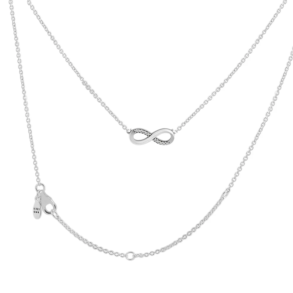 

Infinite Love Necklace with Clear CZ 100% Original 925 Sterling-Silver-Jewelry Free Shipping