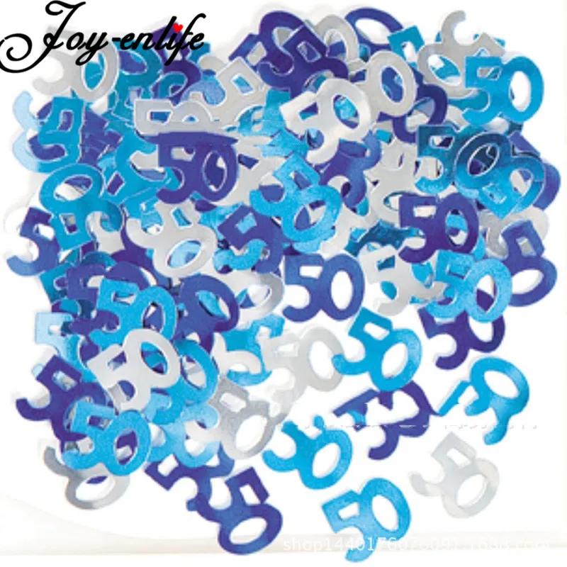 1 пакет Голубая металлическая вспышка Свадебное счастливое день рождения праздничное число конфетти декор стола Событие дня рождения и вечеринки.