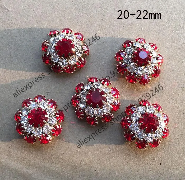 2 шт./лот 22 мм красные кристаллы золотые пуговицы маленькие цветы декоративные