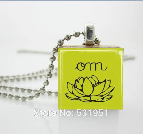 Оптовая продажа ожерелье-цепочка Om в форме цветка лотоса зеленого Лайма с