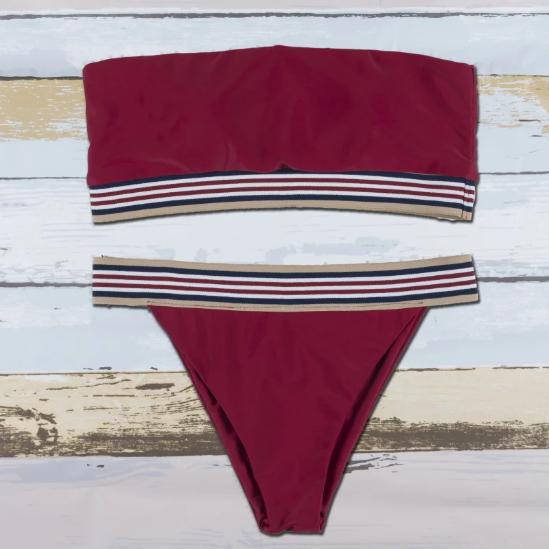 Для женщин низкой талией Мягкий пляжные бикини Летний Полосатый Лоскутная бинты