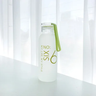 450ML Green Портативная Спортивная бутылка для воды с креативными цифрами стеклянная бутылка креативная Модная стильная бутылка для воды бутылка для фруктового чая с веревкой - Цвет: 450ML Green