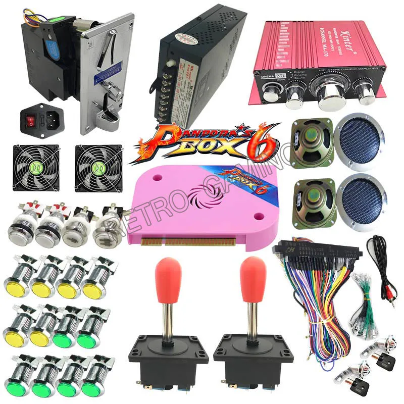 Pandora Box 6 PCB 1300 в 1 Jamma с питанием монета mech джойстик светодиодный полный комплект для DIY аркадных игр шкаф машина