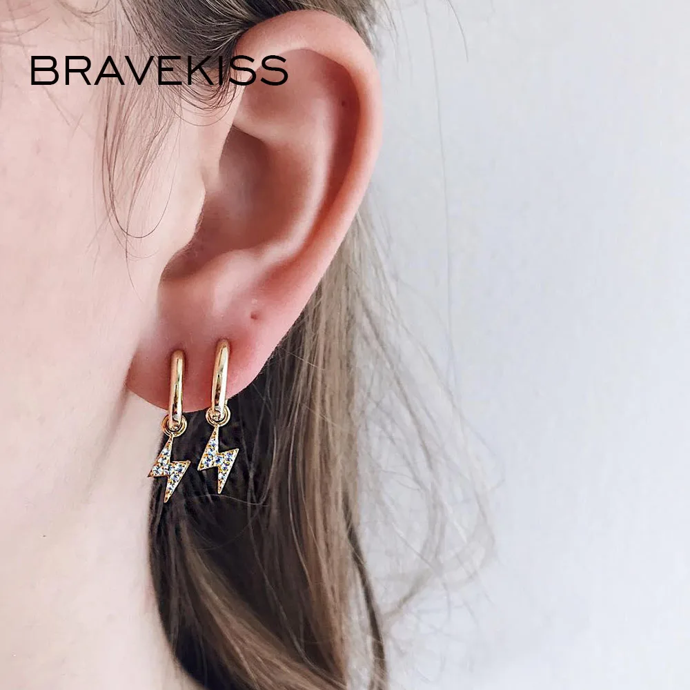 BRAVEKISS сплав сережки-молния маленькая золотая запонка из сплава серьги модные украшения для женщин pendientes mujer moda Новинка BPE1290