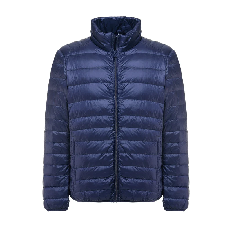 M-6xl, Мужская короткая куртка на утином пуху на осень и зиму, Мужской Ультра-светильник, Тонкий Повседневный пуховик, теплое модное пальто с воротником-стойкой - Цвет: navy