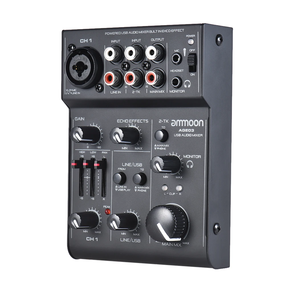 Ammoon AGE03 5 канальный мини линии смешивания консольный микшер с USB аудио Интерфейс