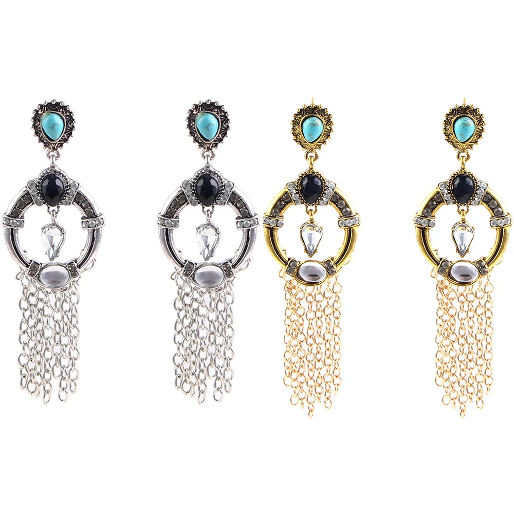 European and American Retro Exaggerated Chain Tassel with Earrings | Украшения и аксессуары