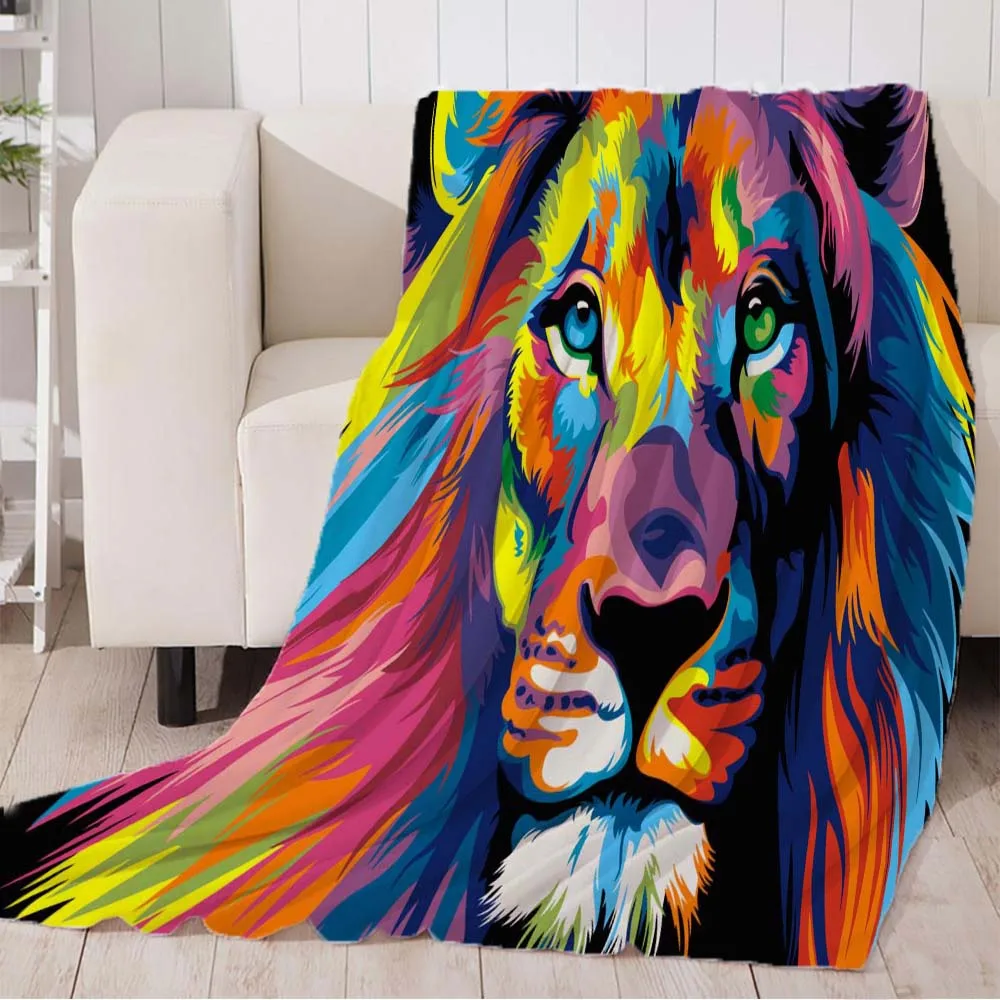 Акварельный лев тигр печать мягкое пледы одеяло настенное постельное покрывало