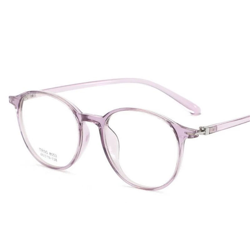 Transparent Purple TR90 прозрачные круглые близорукие очки для женщин 1,56 асферические линзы очки по рецепту для мужчин диоптрий 0-0,5-1,0 до-4,0 - Цвет оправы: Transparent Purple