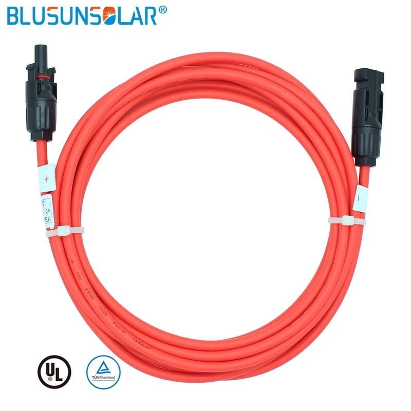 

10 pcs a lot 10meters 1x4mm2 solar cable with connector, solar panel cable connector