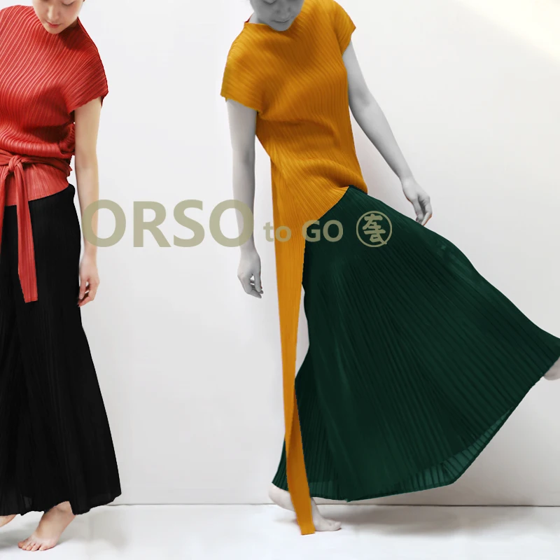 Женская плиссированная футболка Changpleat Однотонная с коротким рукавом и стоячим