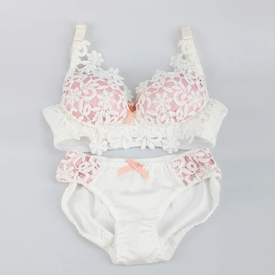 White BEFORW, сексуальный бюстгальтер с вышивкой, набор, беспроводное нижнее белье для женщин, Регулируемый пуш-ап бюстгальтер, трусы, набор, женское нижнее белье, цветочный бюстгальтер, трусики, набор - Цвет: White