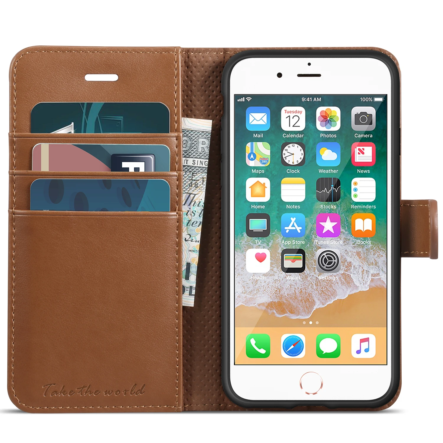 Чехол-бумажник tuch для iPhone 7/8 с отделениями для карт, чехол-книжка с магнитной застежкой, защитный чехол для интерьера из ТПУ