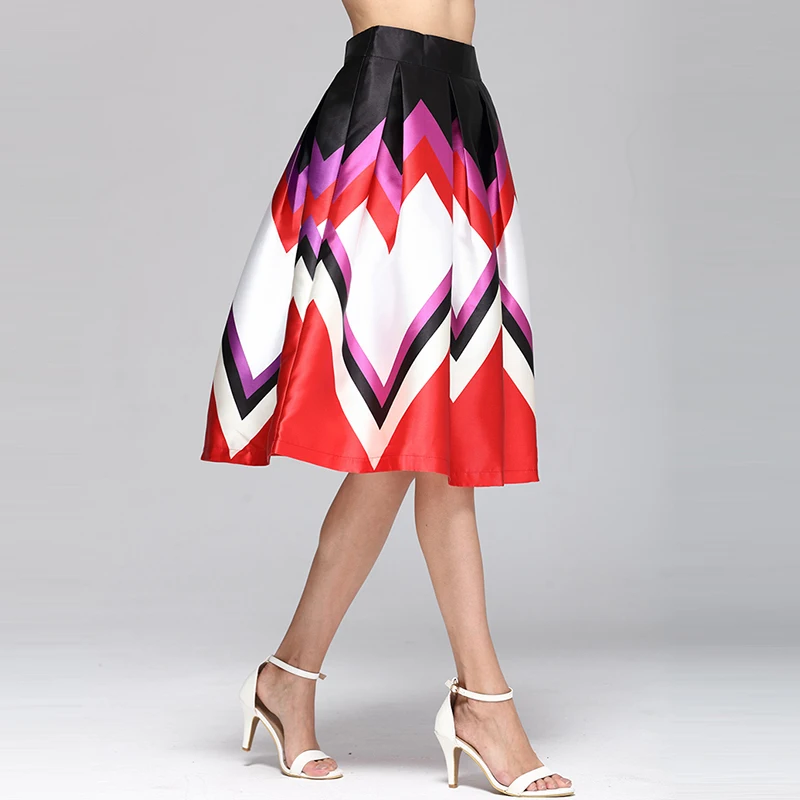 Европейский Стиль Для женщин богемные летние пляжная юбка дамы волна с принтом в