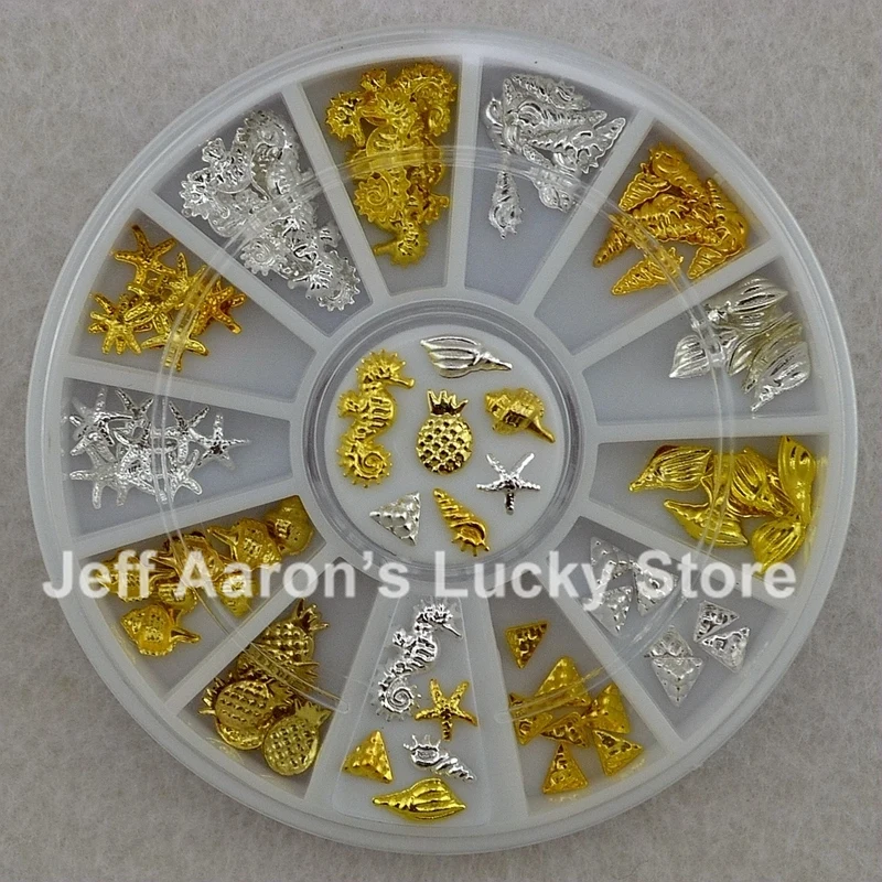 Красивые 3D металлические украшения для ногтей аксессуары золотого и серебряного