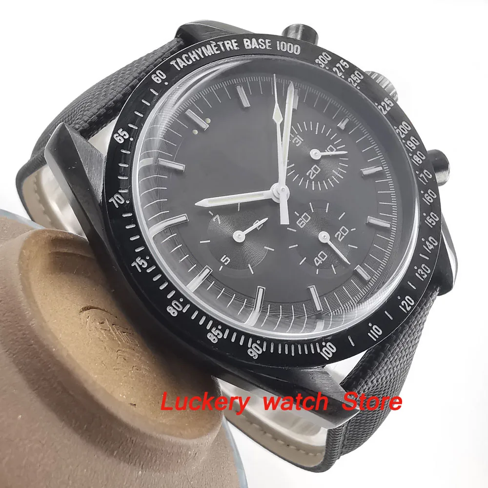 40 мм без логотипа черный чехол для часов темно серый циферблат изогнутое стекло