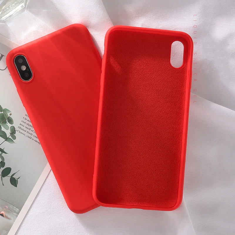Красный Роскошный жидкий силиконовый чехол для iPhone 11 Pro Max XS XR X 10 6 S 6 S iPhone 7 8 Plus 6Plus 7Plus 8 Plus, мягкая задняя крышка для сотового телефона - Цвет: Красный