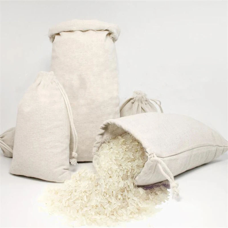 Drawstring Cotton Linen Food Storage Bag Reusable Handmade Small Shopping Coin Travel Christmas Gift Pouch | Дом и сад