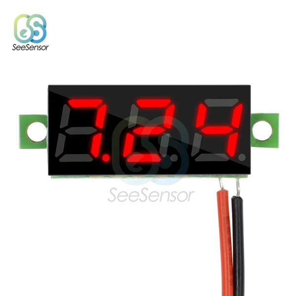 Red 2 Wire 0,28 дюймов DC 0-100 в 12 В Мини светодиодный цифровой вольтметр измеритель напряжения Панель Вольт тестер детектор монитор красный зеленый синий желтый белый - Цвет: Red 2 Wire