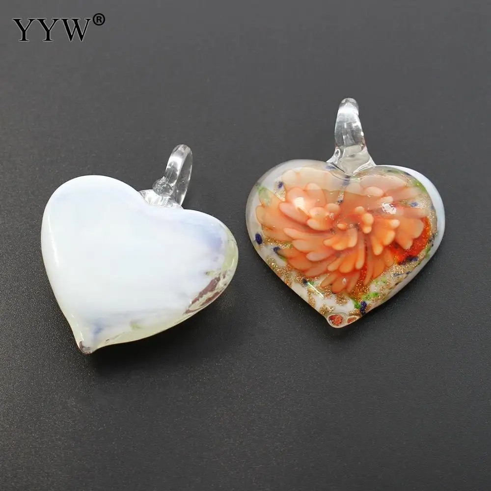 12pcs/Lot Charming Noctilucent Heart Lampwork Glass Pendants For Women 2019 Fashion Flower Charms Necklace Earrings | Украшения и