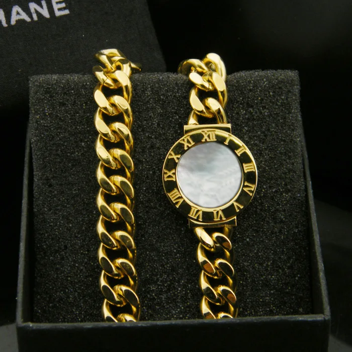 

Bilincolor rose gold heavy letter stainless steel bangle for women and men