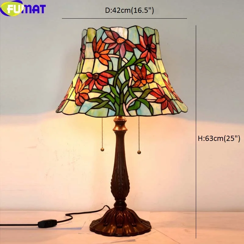 Настольная лампа FUMAT из стекла в европейском пасторальном стиле зеленая стрекоза