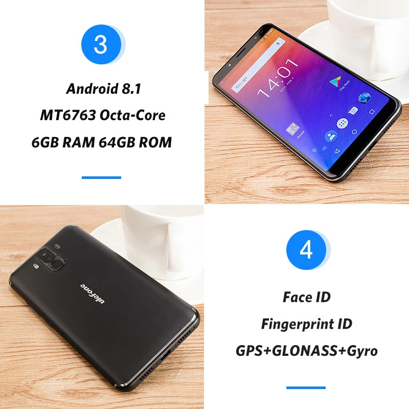 Ulefone Мощность 3S 6 0 &quot18:9 FHD + мобильный телефон MTK6763 Octa Core Android 7 1 4 ГБ 64 16MP Камера 6350 - Фото №1