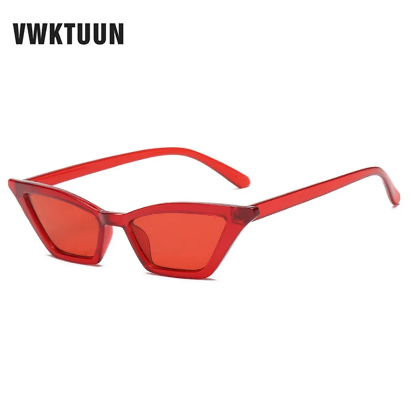 

VWKTUUN Vintage Sunglasses Women Cat Eye Brand Designer Sun Glasses For Men Retro Small Red lady Sunglass Mirror Eyewear Female