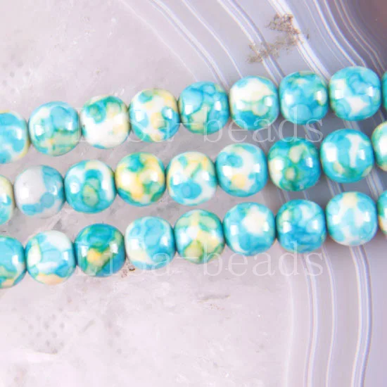 Модные украшения 6 мм круглые свободные шарики синего цвета 15 5 дюйма A566 |