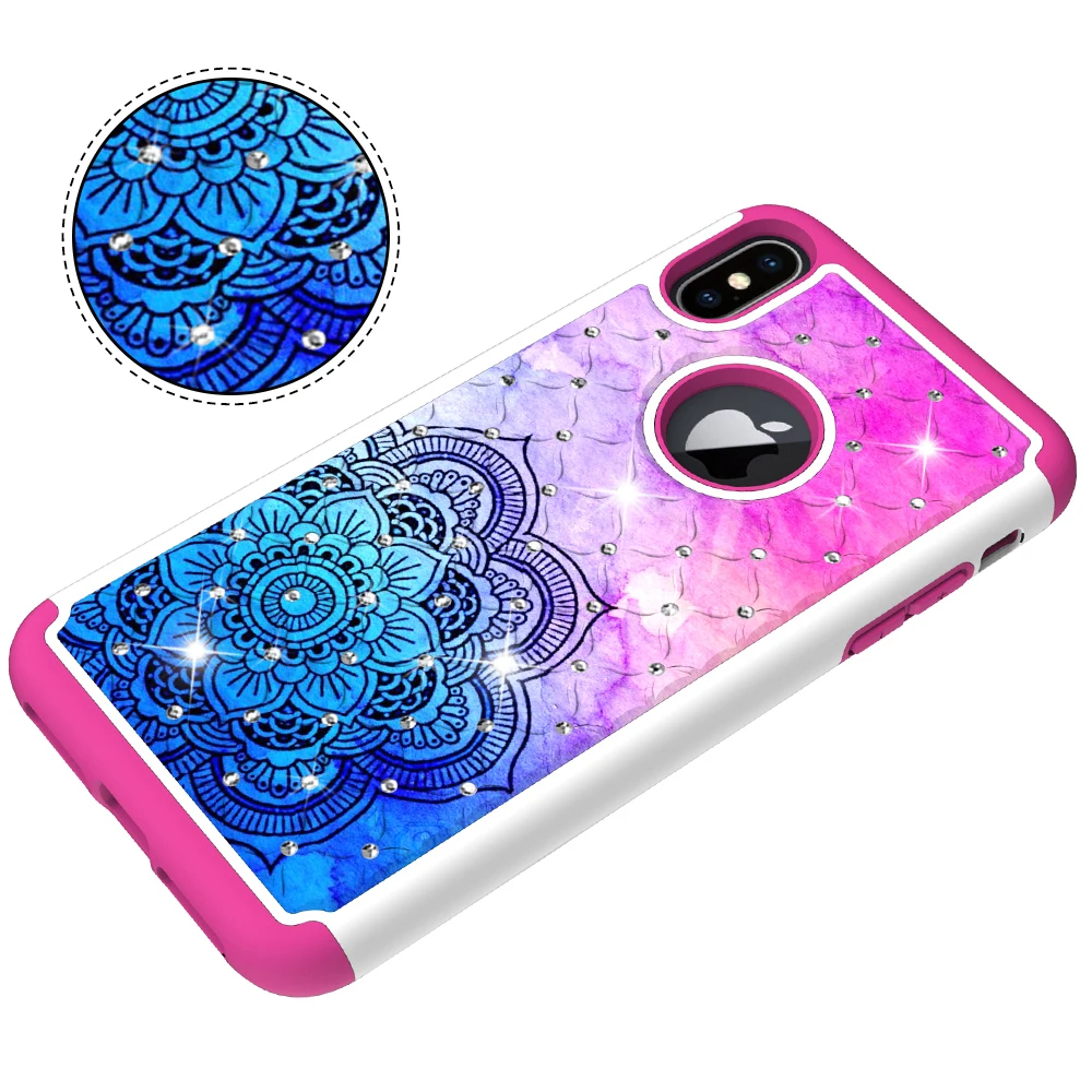 Алмазный чехол для телефона iphone 6 S 7 8 Plus X XR XS Max 10 Funda Мандала Единорог Эйфелева