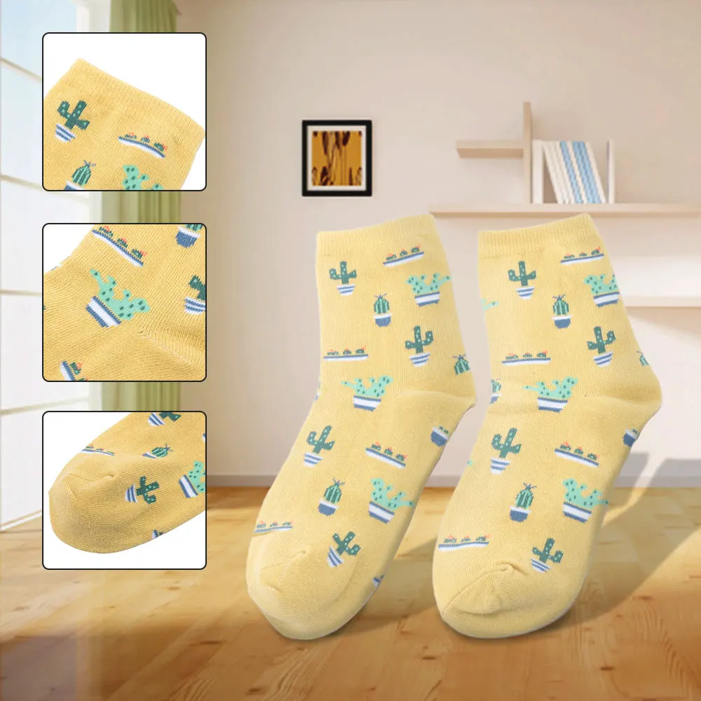 1 пара модные женские носки с кактусами хлопковые для девочек в стиле