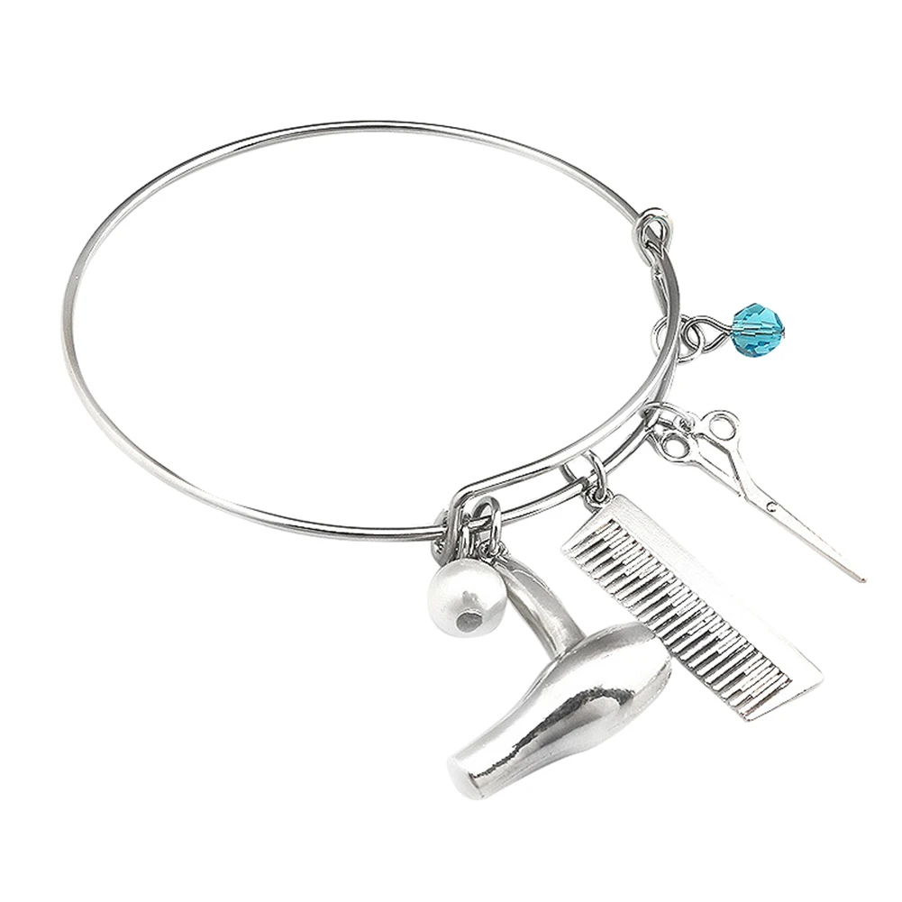 Women Fashion Hair Dryer Scissors Comb Charms Bangle Bracelet Creative Jewelry Gift | Украшения и аксессуары