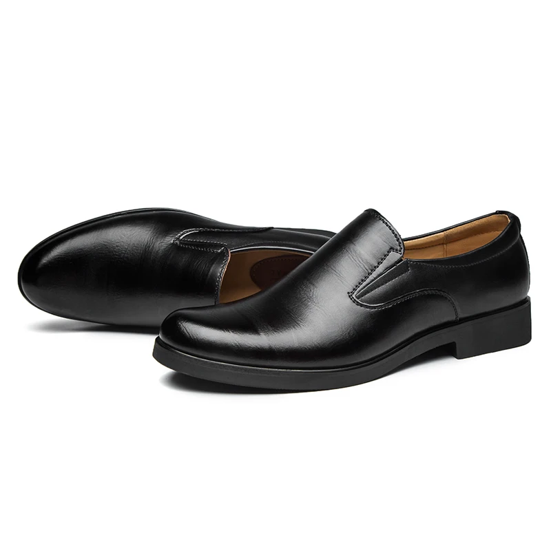 Официальная обувь Мужские модельные туфли с круглым носком Кожаные мужские