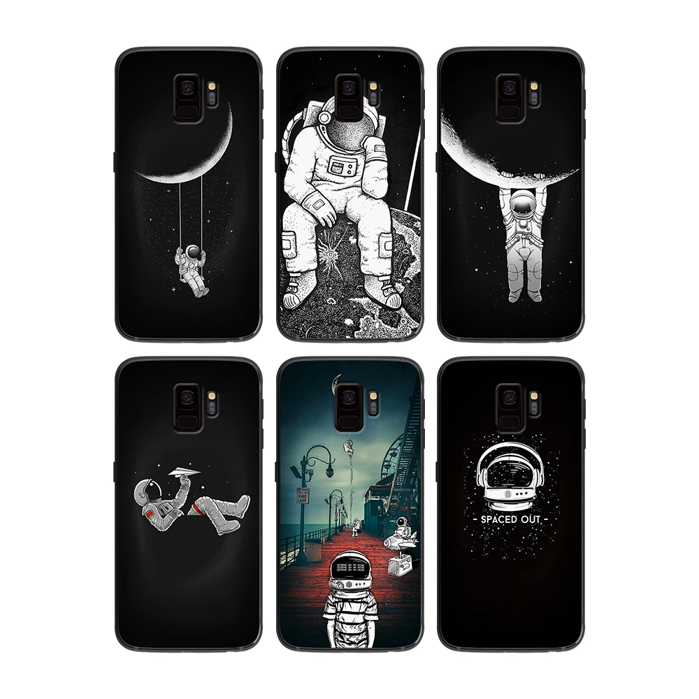 Черный и белый астронавт мягкий чехол для телефона Samsung Galaxy S6 S7 S8 S9 S10e Plus Note 8 9