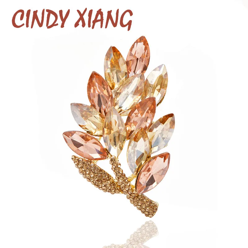 CINDY XIANG хрустальные броши в виде листьев для женщин, свадебная брошь, букет, модное ювелирное изделие, женские вечерние аксессуары, булавки, хороший подарок