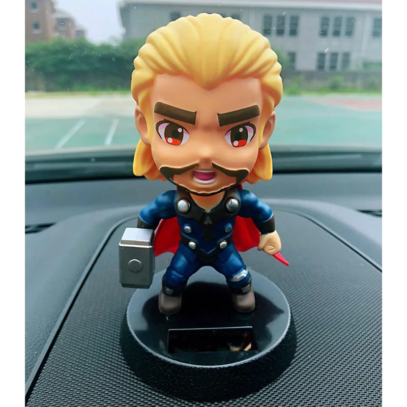 Thor Украшение автомобиля мультяшный персонаж качающаяся Голова Статуя кукла украшение солнечный автомобиль Интерьер домашнее украшение Подарочный аксессуар для автомобиля - Название цвета: Thor