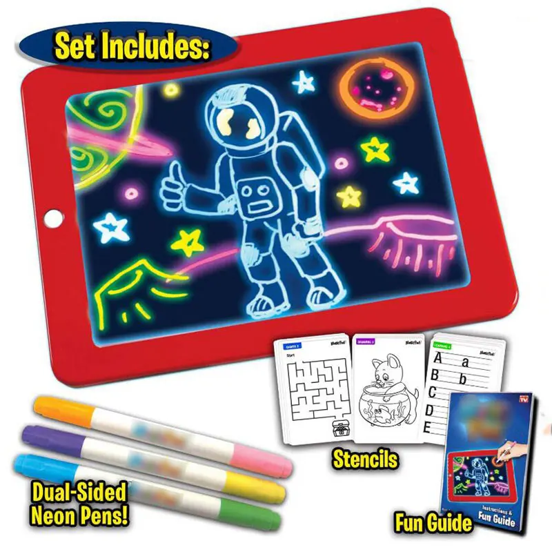 3D Magic Drawing Pad LED Writing Board For Plastic Creative Art Magic Board With Pen Brush Children Clipboard gift