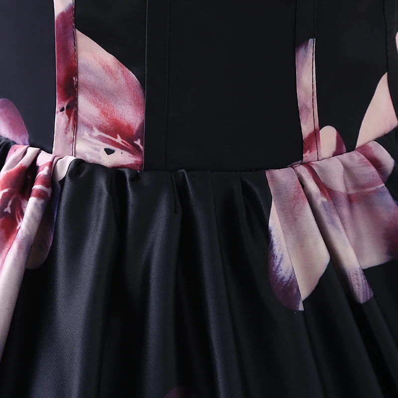 

Long Evening Dress 2019 Oman Sweetheart Floral Print Sleeveless Arabic Ribbons Sexy Formal Draped Evening Gowns Saudi Arabia