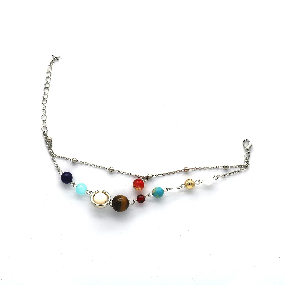 Женские двухслойные браслеты с подвеской Planets богемные на щиколотке камнями