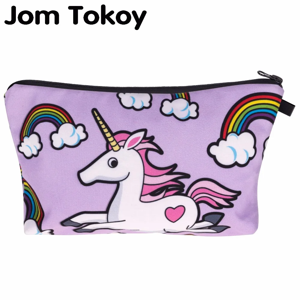 3D печать единорог макияж сумки многоцветный узор Милая Косметика Pouchs для