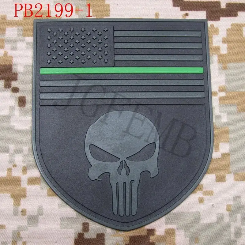 Тонкая зеленая линия Devgru SealTeam Череп американский флаг 3D нашивки из ПВХ черные