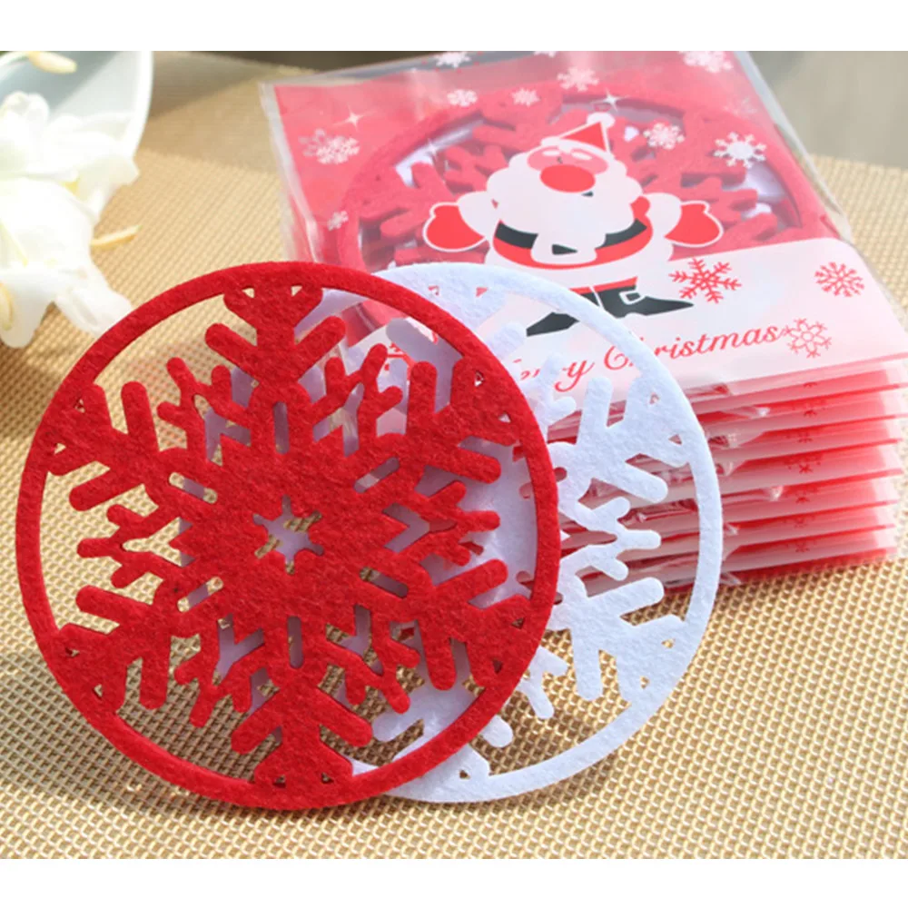 100 шт/партия полые Красные Белые шапочка снежинки коврик Рождество ужин